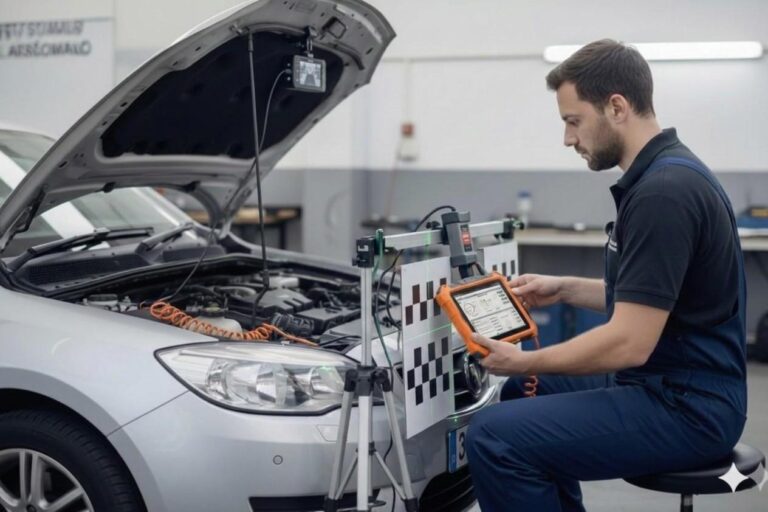 ADAS Calibration in Birmingham – auto electrician performing ADAS camera calibration for Birmingham Auto Electrics.