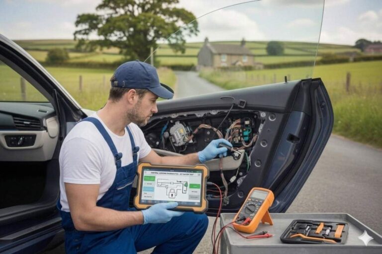 Central Locking Repair in Birmingham – auto electrician repairing a central locking system for Birmingham Auto Electrics.
