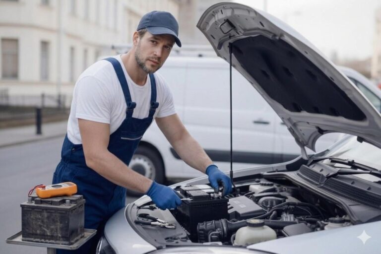 Mobile Car Battery Replacement Birmingham – auto electrician replacing a car battery for Birmingham Auto Electrics.