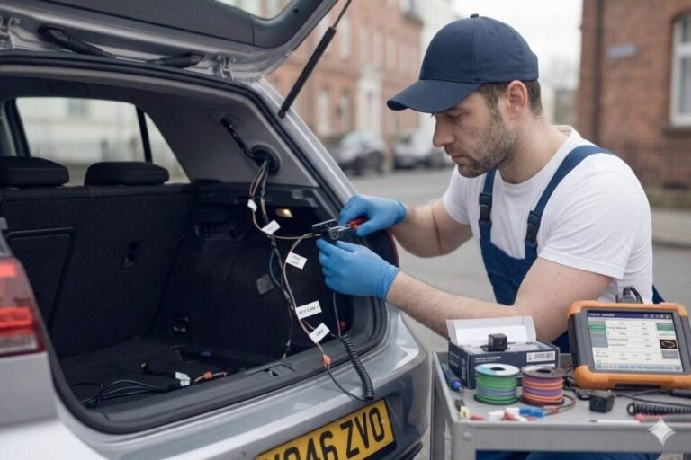 Reverse Camera Installation Birmingham – auto electrician installing a reverse camera for Birmingham Auto Electrics.