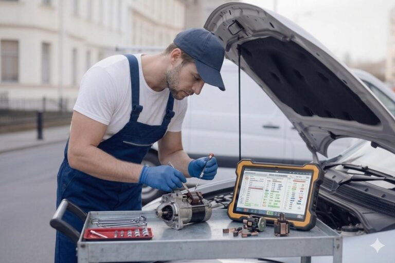 Starter Motor Repair Birmingham – auto electrician repairing a starter motor for Birmingham Auto Electrics.