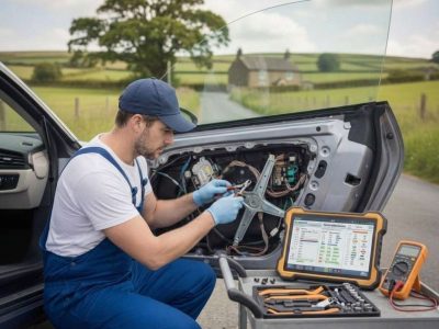 Electric Car Window Repair Birmingham – auto electrician repairing an electric window mechanism for Birmingham Auto Electrics.