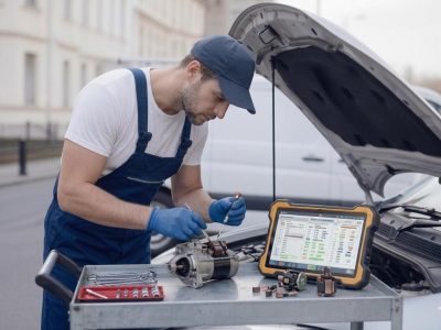 Starter Motor Repair Birmingham – auto electrician repairing a starter motor for Birmingham Auto Electrics.